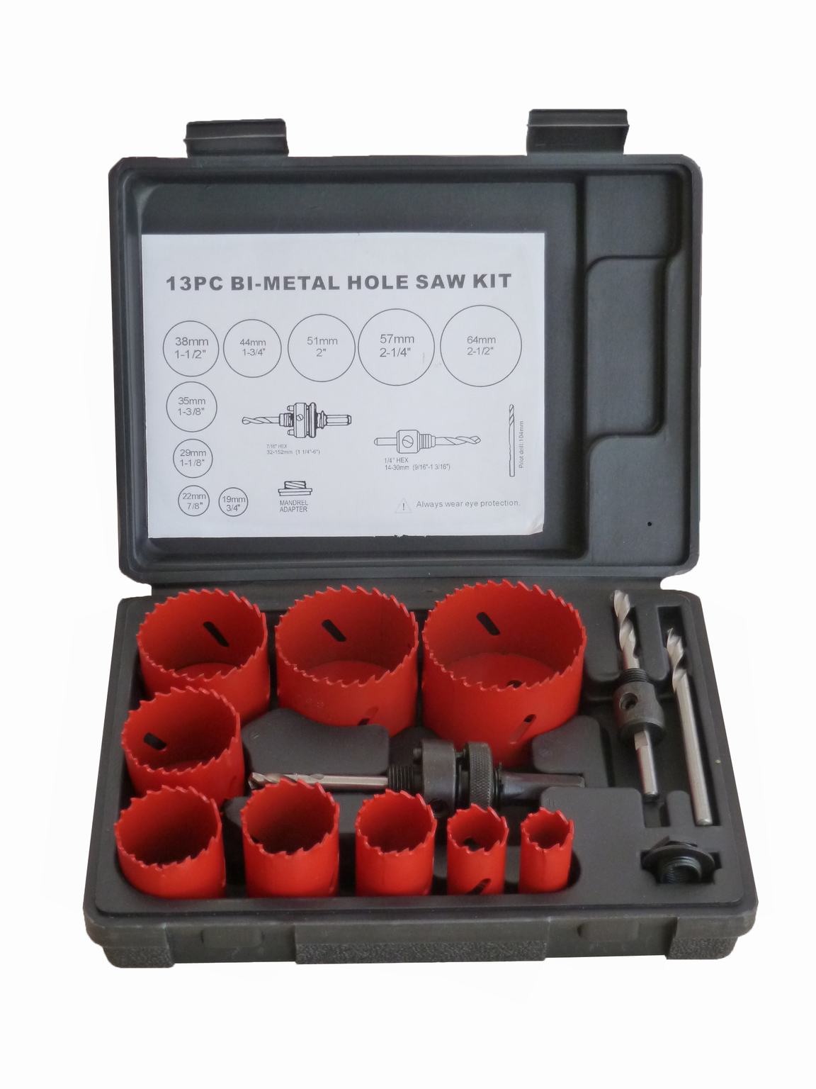 13 PCS Bi-Metal Hole Saw Kit